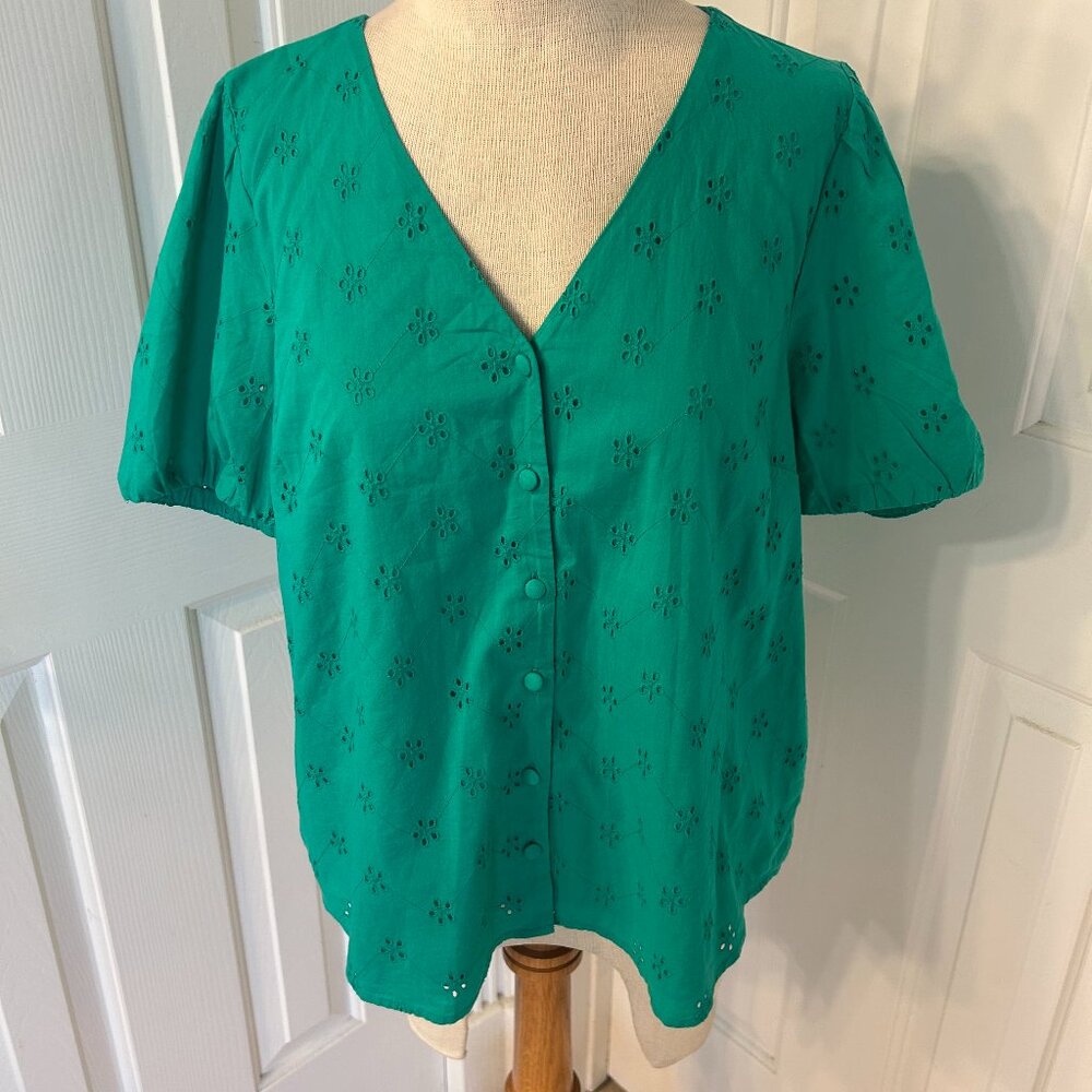 J.Crew Button up Top Color Green Size Large